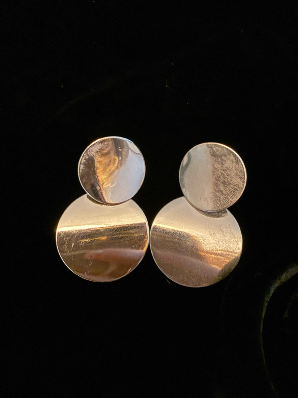 Silver Double Circle Drop Earrings - Women Jewelry